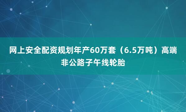 网上安全配资规划年产60万套（6.5万吨）高端非公路子午线轮胎